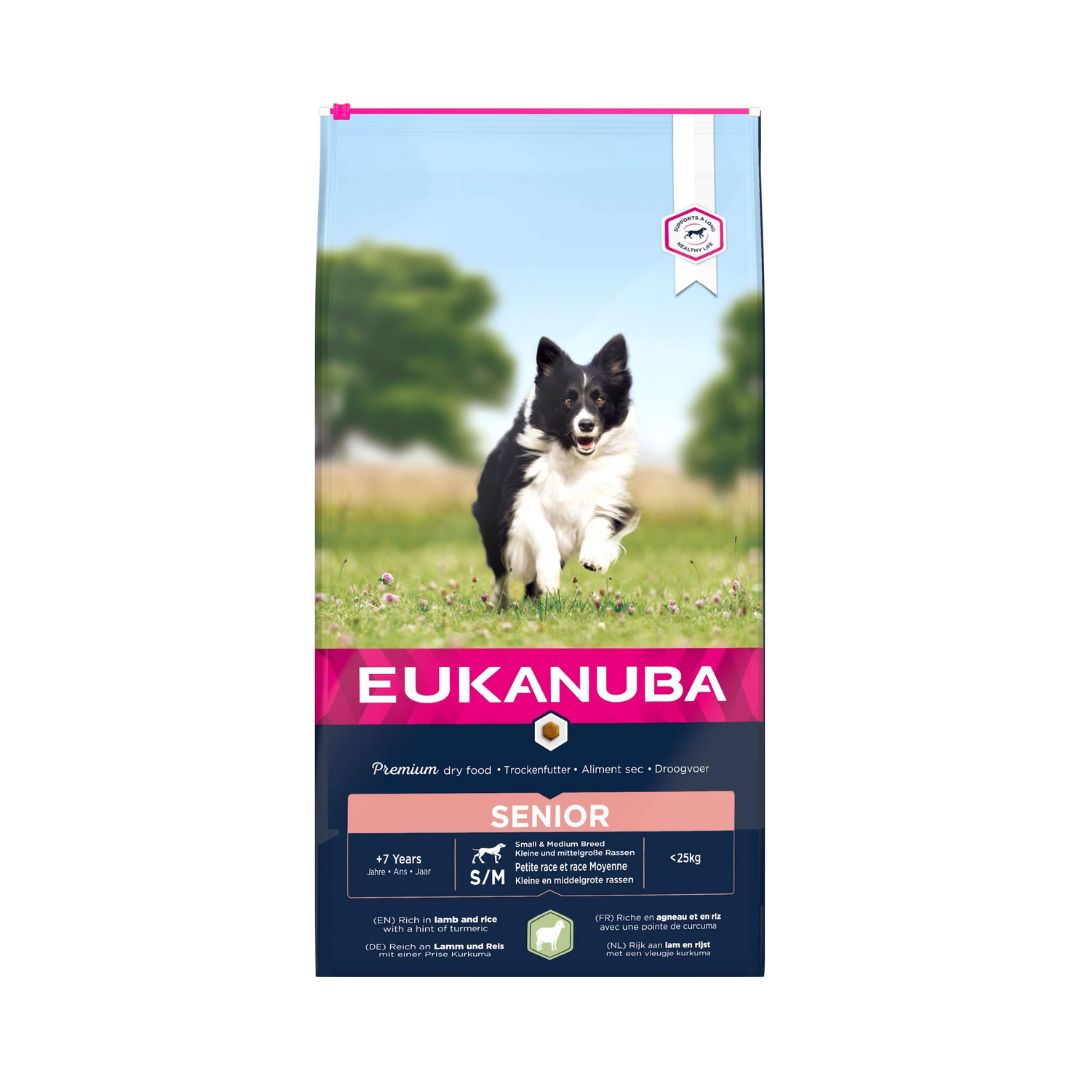 Croquettes pour chien mature senior Eukanuba agneau et riz