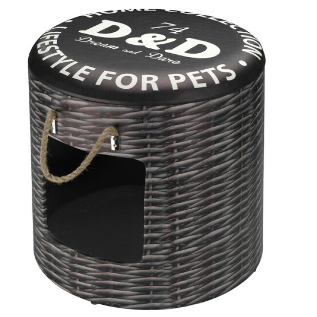 Abri et siège Petbox Rattan pour chats ou petits chiens - Taille S : 30x26CM