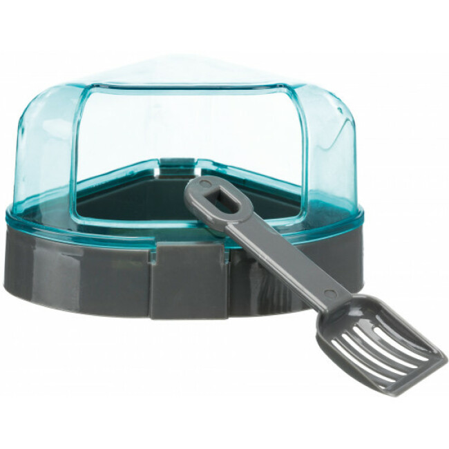 Bac à litière d'angle avec toit pour petits rongeurs - 14 x 8 x 11 cm