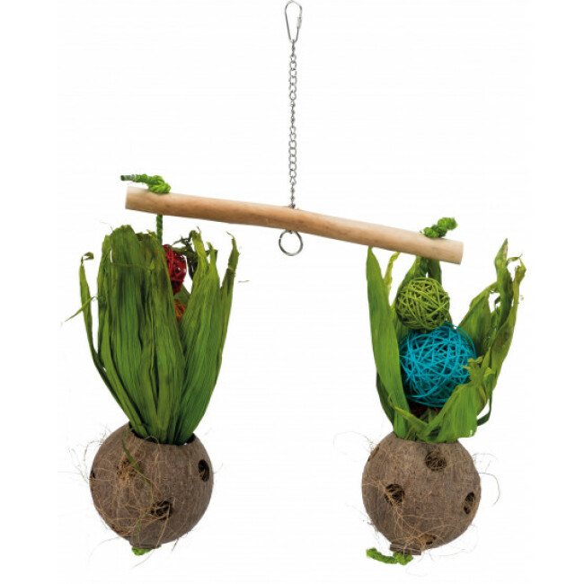 Balançoire avec noix de coco à remplir pour oiseaux - 30 x 50 cm