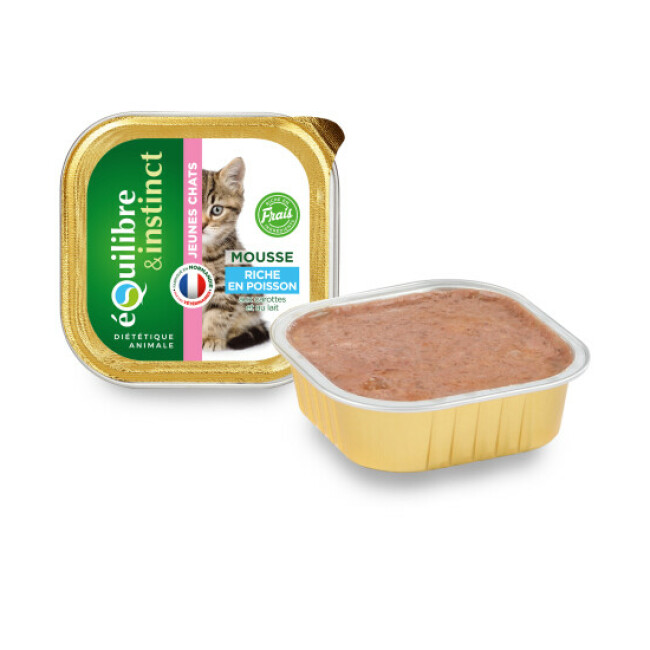 Boîte Equilibre et Instinct Kitten pour chats Saveur Poisson et Carottes 16 Barquettes de 100 g