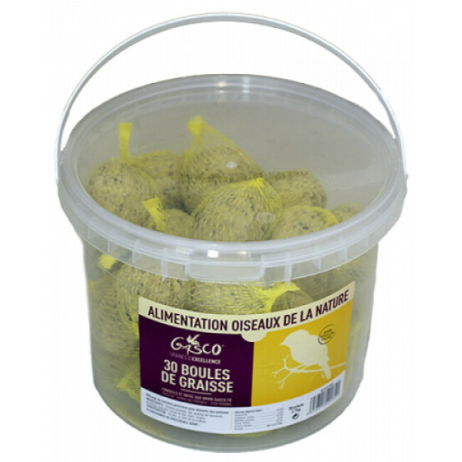 Boules de graisse Gasco pour oiseaux de la nature - Seau de 30 boules