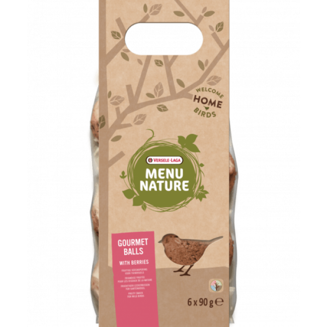 Boules de graisse pour oiseaux sauvages Versele Laga Menu Nature - Lot de 6 Saveur Baies