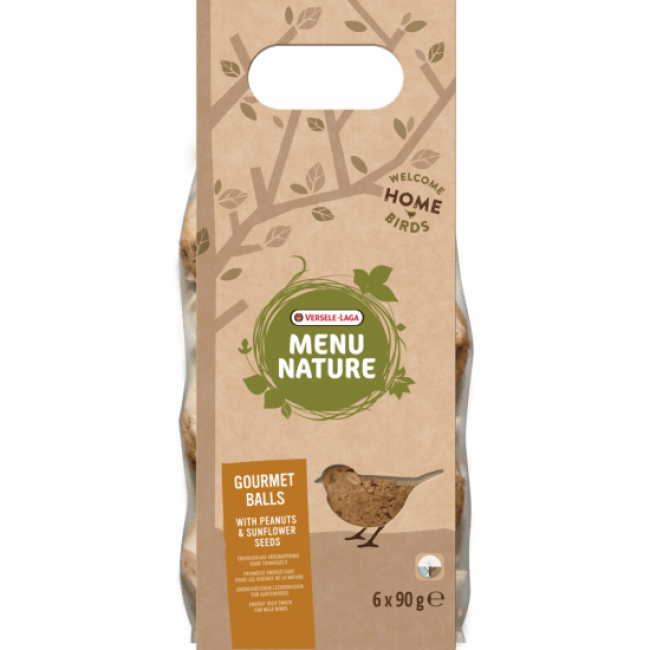 Boules de graisse pour oiseaux sauvages Versele Laga Menu Nature - Lot de 6 Saveur Noix