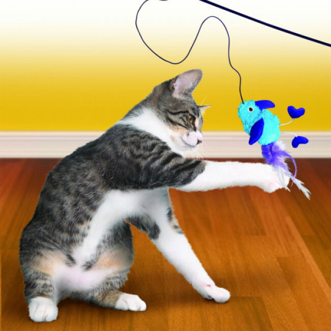 Canne à pêche peluche et plumes pour chat KONG Canne à pêche peluche et plumes pour chat KONG