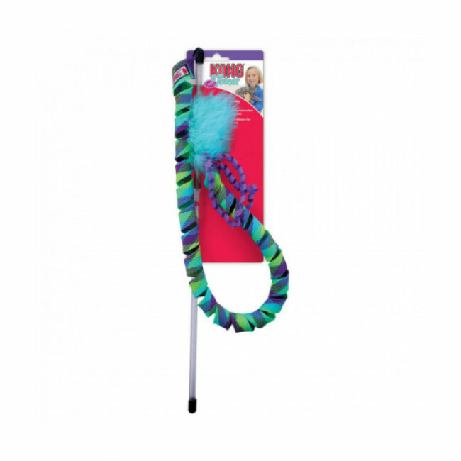Canne à pêche avec plumes et rubans KONG Culrz Teaser pour chat - 117 cm