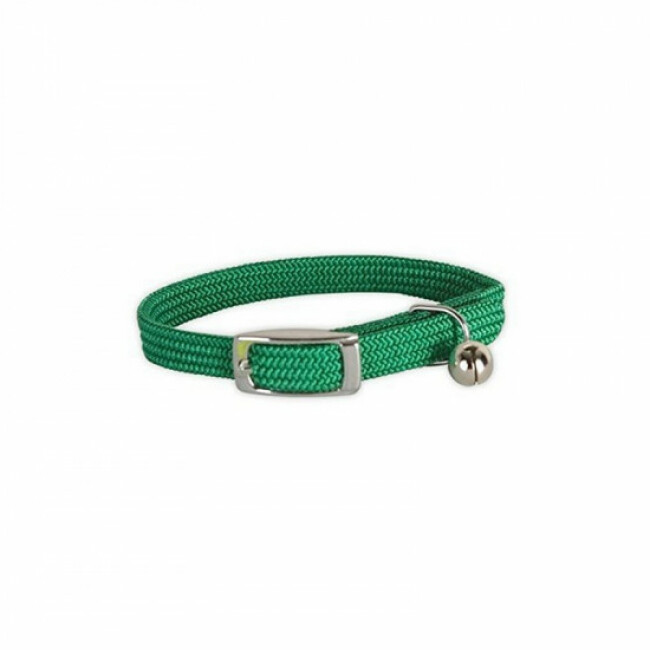Collier nylon avec sangle élastique pour chat Coloris Vert