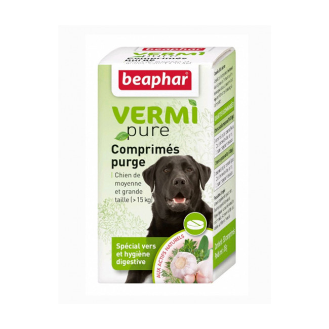 Comprimés de purge aux plantes Vermipure 50 comprimés Grand et moyen chien