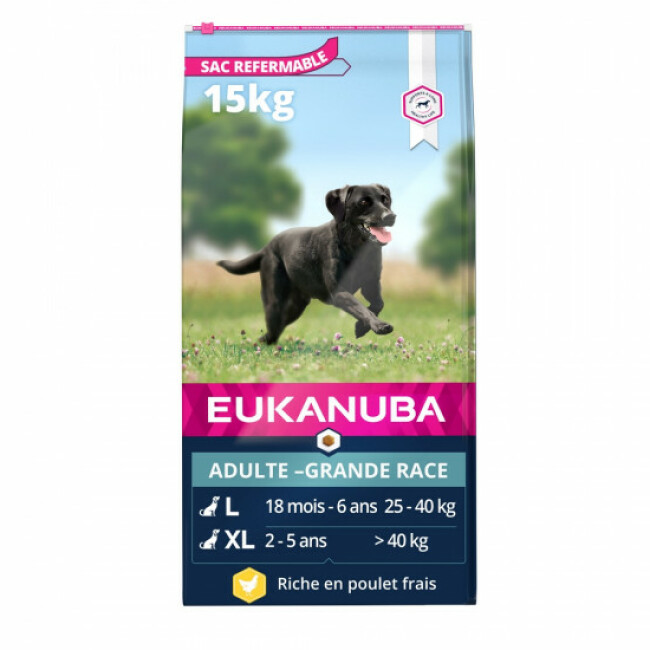 Croquettes Eukanuba Chien Adulte Grandes Races Poulet Sac 15 kg