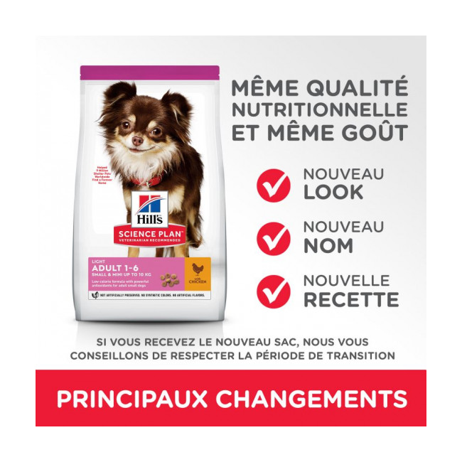 Croquettes Hill's Science Plan Light pour chien adulte petites races