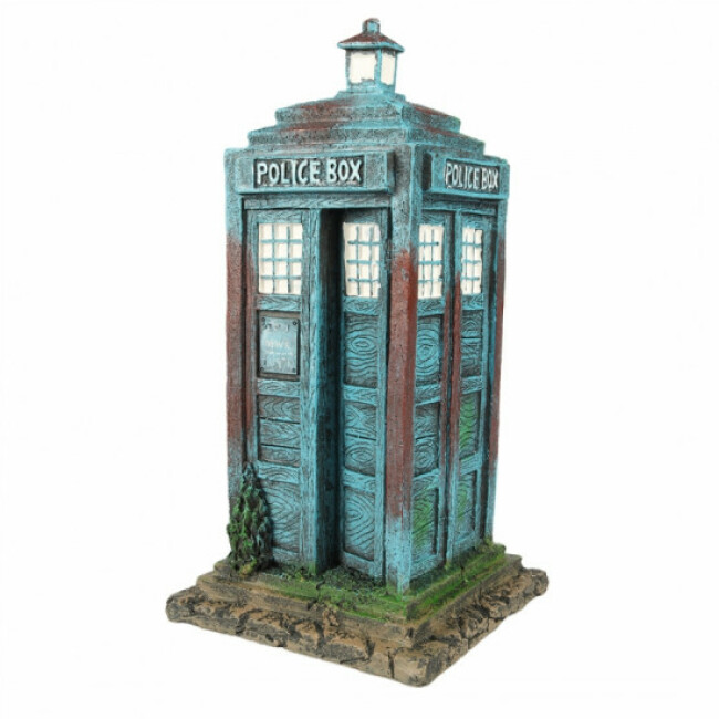 Décoration pour aquarium cabine téléphonique en résine Aqua Della- Bleu