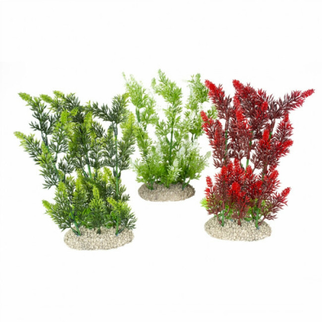 Décoration pour aquarium plante dense rouge/vert en plastique vendue à l'unité - Taille XL