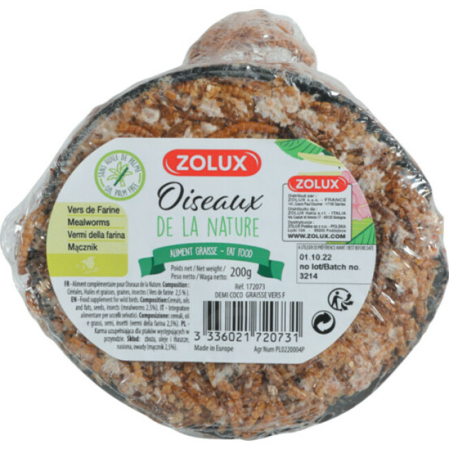 Demi coco avec graisse et vers de farine Zolux 200g