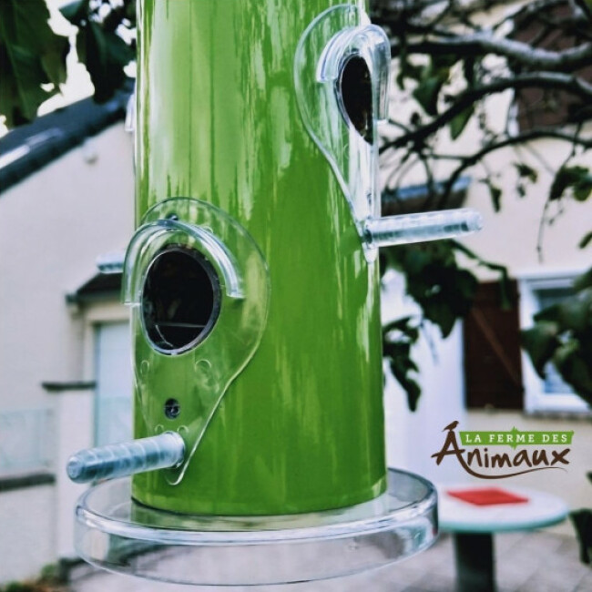 SUPPORT MANGEOIRE À OISEAUX POUR BALCON – Arbre Métallique Vert Avec Branches Réglables – Pour Boules De Graisse Et Distributeurs – Environ 86 X 100 Cm