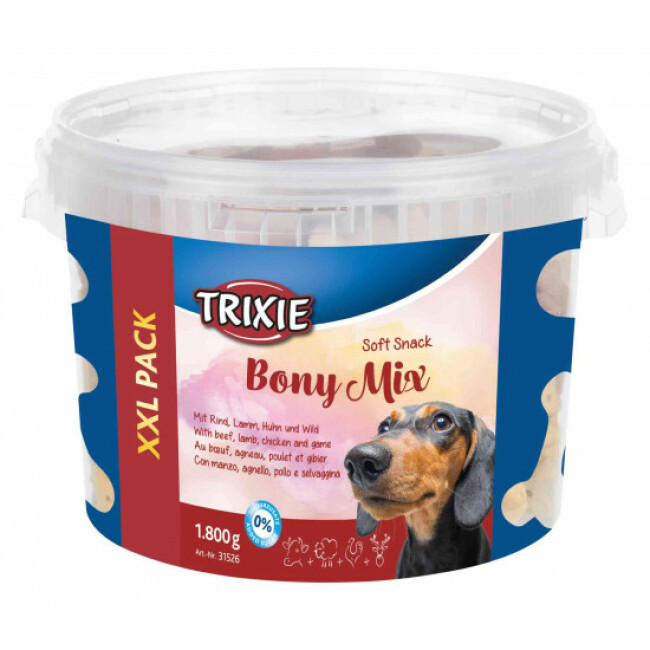 Friandises Bony Mix pour chiens Trixie XXL Seau 1,8 kg
