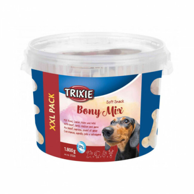 TRIXIE Bony Mix 500g &ndash; Leccornie Morbide Per Cani Con Manzo, Agnello, Salmone E Pollo &ndash; Snack Deliziosi Per Ogni Et&agrave;