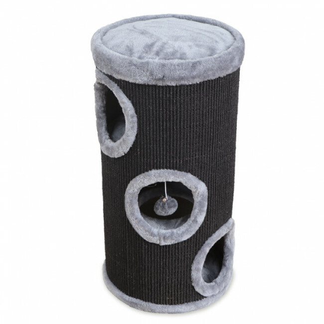 Griffoir avec cachette et jouet Benton pour chat - Gris/Noir