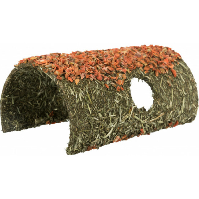 Grotte en fibres naturelles avec céréales et carottes pour rongeurs - 15 × 12 × 25 cm