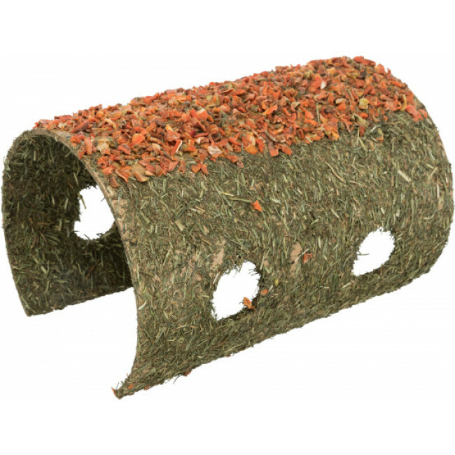 Grotte en fibres naturelles avec céréales et carottes pour rongeurs - 21 × 16 × 30 cm