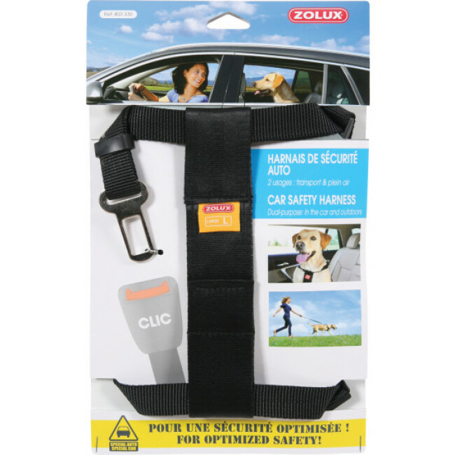 Harnais de voiture en nylon pour chien Taille L