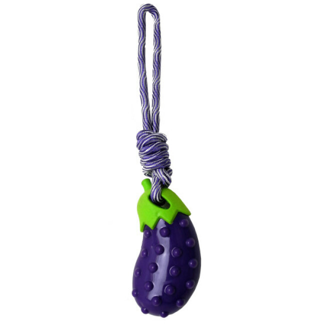 Jouet Corde traction légume - Aubergine 32cm