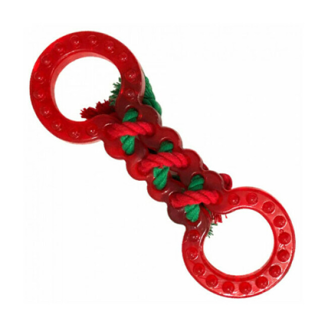 Jouet en caoutchouc avec corde forme Os pour chien