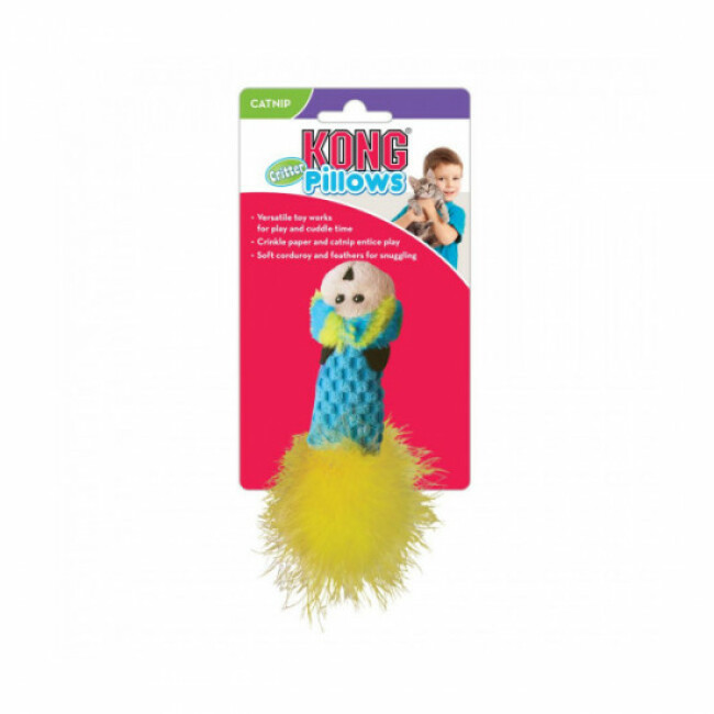 Jouet en plumes et velours avec herbe à chat Pillow Critter KONG - 20 cm