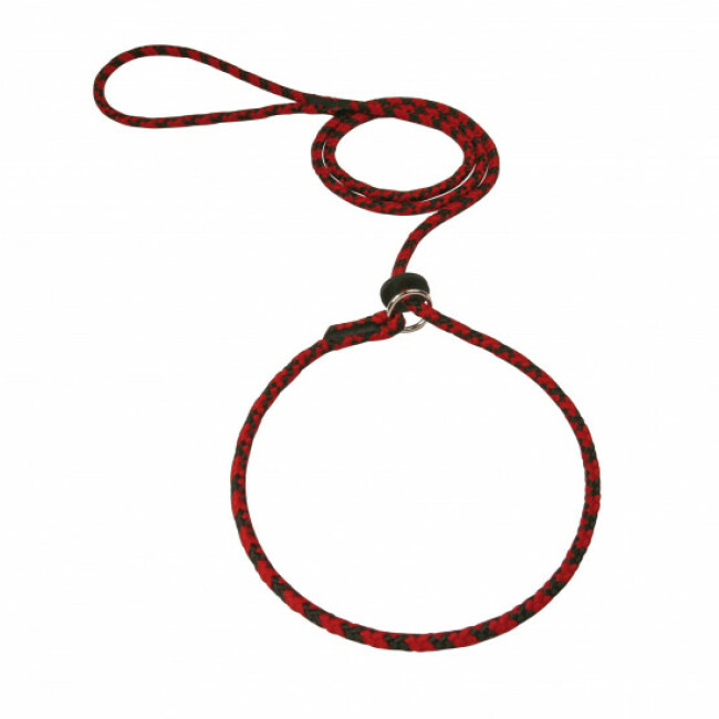 Laisse lasso ronde en corde tressée bicolore - 1,5 m Coloris Noir/Rouge