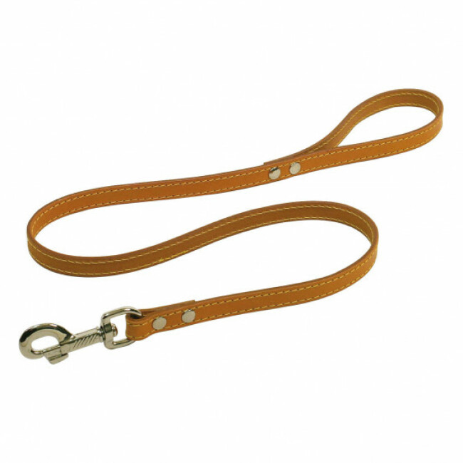 Laisse piquée et rivetée en cuir 1 m pour chien Coloris Naturel
