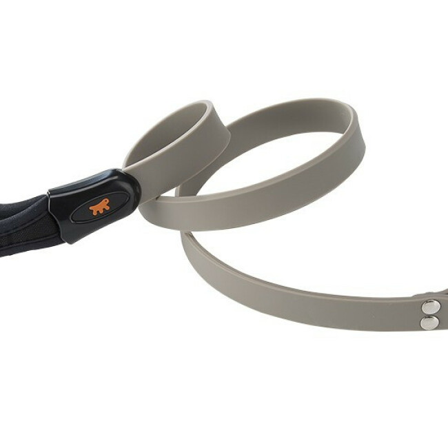 Laisse souple Ergoflex G gris avec poignée ergonomique pour chien Longueur 110 cm / Largeur 18 mm