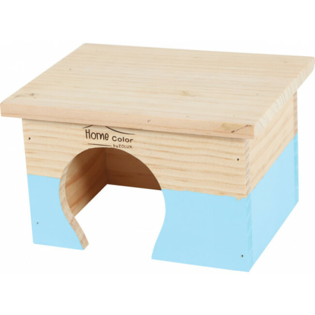 Maison abri toit plat en bois pour rongeur Zolux - Coloris Bleu Taille S