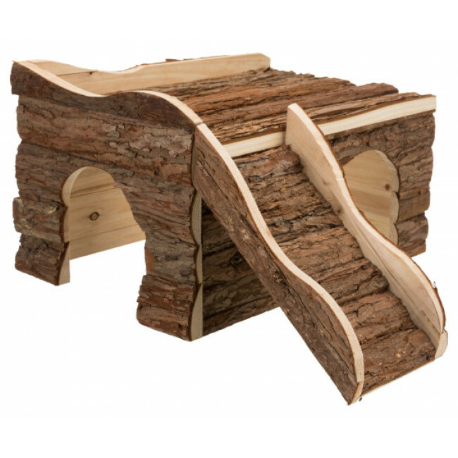 Maison avec plateforme en bois pour rongeurs Ineke Trixie - Taille M 38 × 25 × 50 cm (lapins)