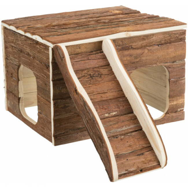 Maison fonctionnelle froid/chaud en bois pour rongeurs Gunnar Trixie - Taille S 35 × 23 × 30/53 cm