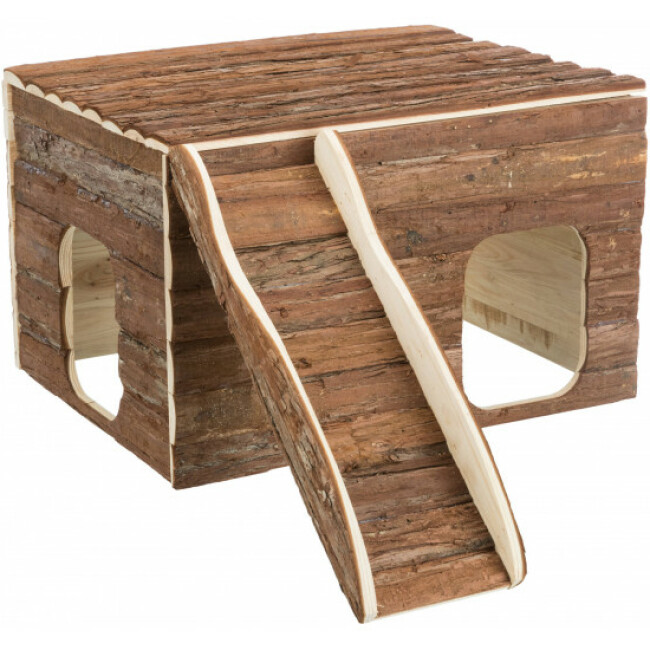 Maison fonctionnelle froid/chaud en bois pour rongeurs Gunnar Trixie - Taille M 47 × 30 × 37/68 cm