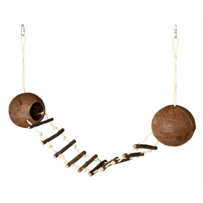 Maison suspendue noix de coco avec échelle pour rongeurs - Double ø 13 × 100 cm
