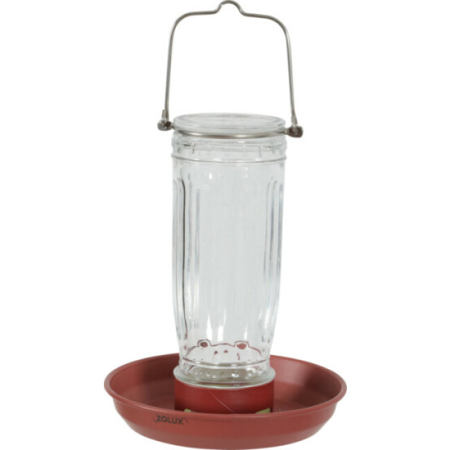 Mangeoire en verre pour oiseaux de la nature Zolux - coloris terracotta