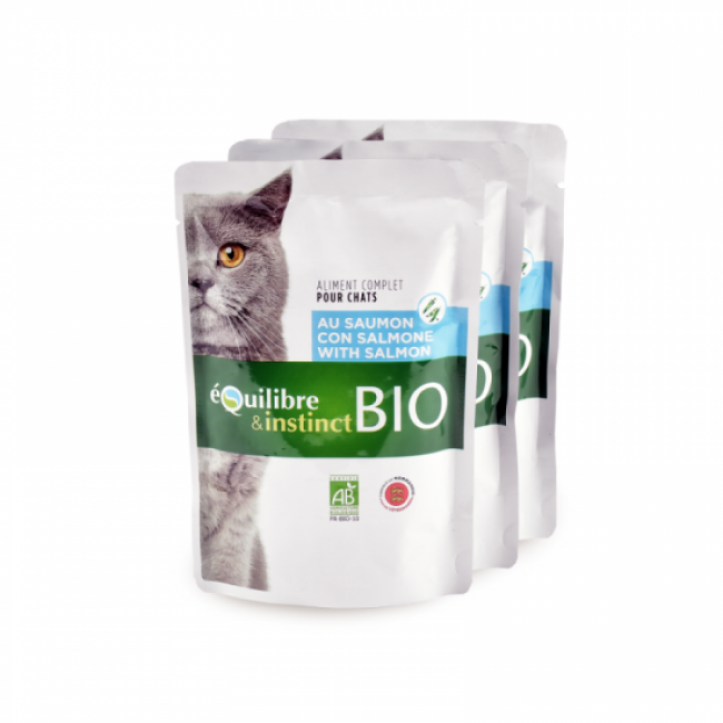 Mitonné Bio Equilibre et Instinct pour chat Adulte Saumon 22 x 100 g
