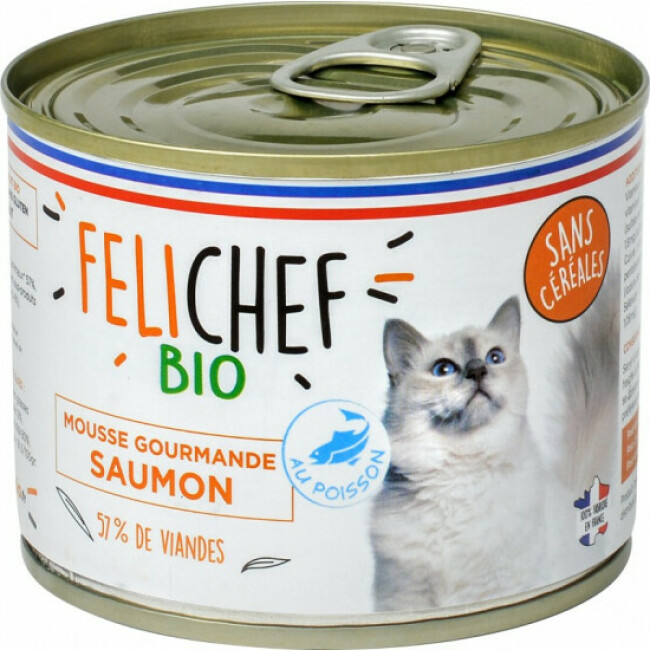 Mousse Felichef Bio pour chat - au saumon (200g)