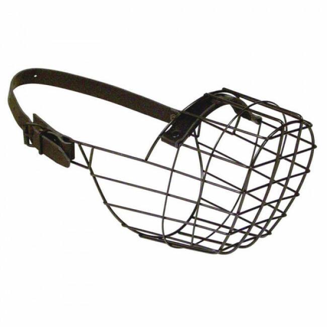 Muselière chien grillagée en acier Forme écrasée Mâle Tour de museau 42 cm