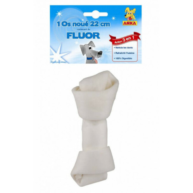 Os de buffle noué à mâcher au fluor Anka Longueur 27 cm - Sachet 1 pièce