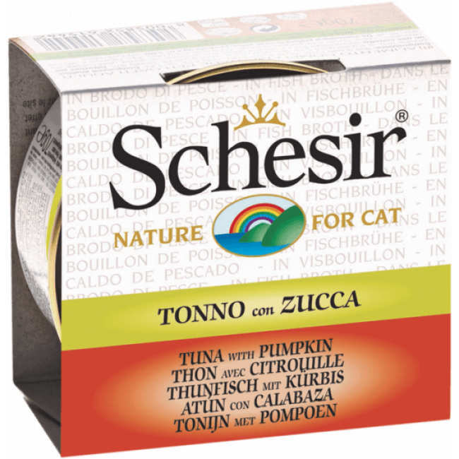 Pâtée pour chat Schesir avec bouillon - Boîte 70 g Thon avec citrouille
