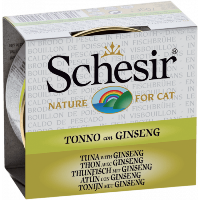 Pâtée pour chat Schesir avec bouillon - Boîte 70 g Poulet avec jambon