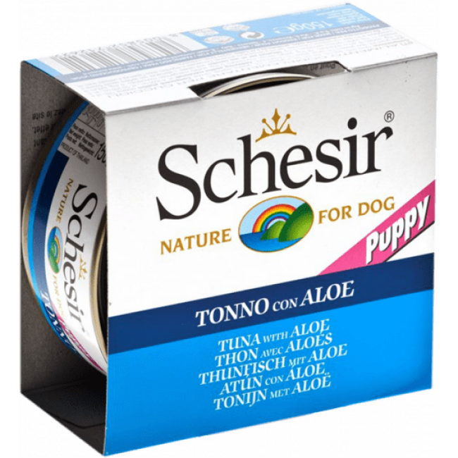 Pâtée pour chiot Schesir en gelée - Boîte 150 g Thon avec Aloès