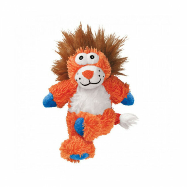 Peluche lion à couinement avec corde KONG Cross Knots pour chien - M/L 30 cm