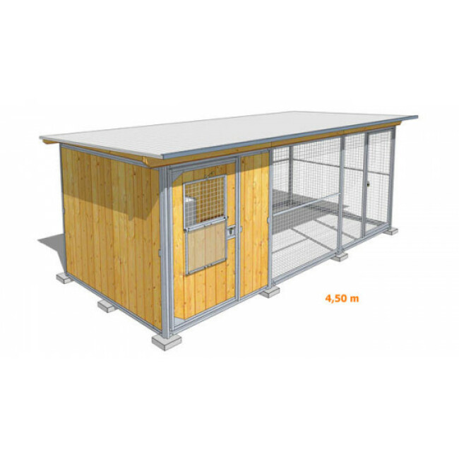 Poulailler durable en bois et métal avec 1 box et grillage Medium - 4,50 x 2 m