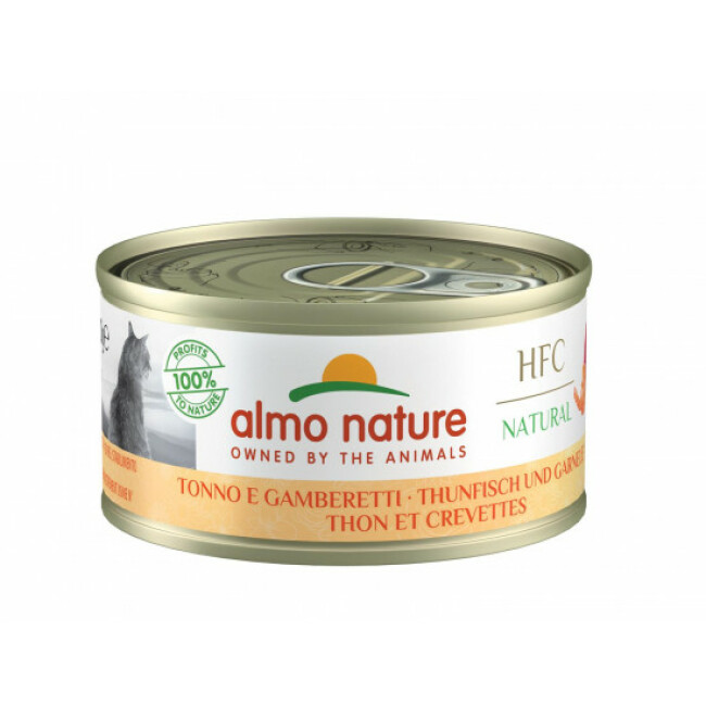 Pâtée pour chat Almo Nature HFC Natural - Lot de 6 x 70 g Thon et Crevettes