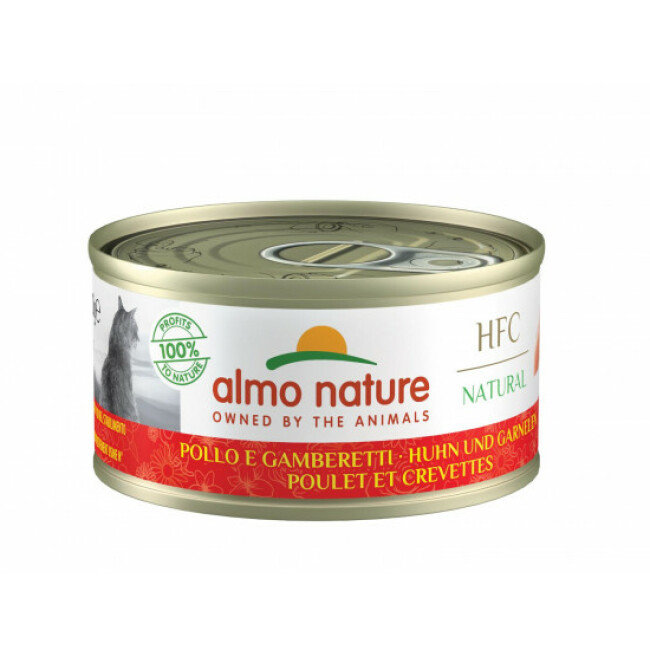 Pâtée pour chat Almo Nature HFC Natural - Lot de 6 x 70 g Poulet et Crevettes