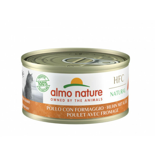 Pâtée pour chat Almo Nature HFC Natural - Lot de 6 x 70 g Poulet avec Fromage