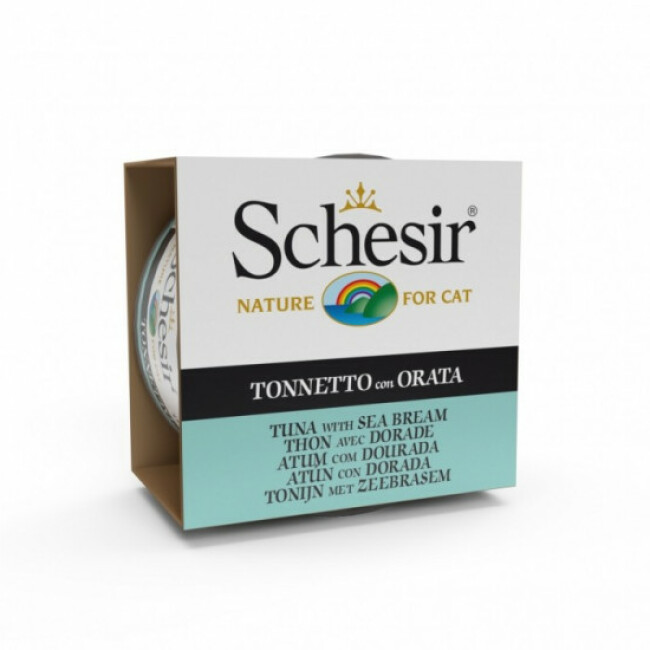 Pâtée pour chat Schesir Spécialités de la Mer Thon avec Dorade - Boîte 85 g