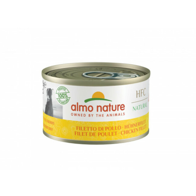 Pâtée pour chien Almo Nature HFC Natural - Lot de 6 boîtes x 95 g Filet de poulet